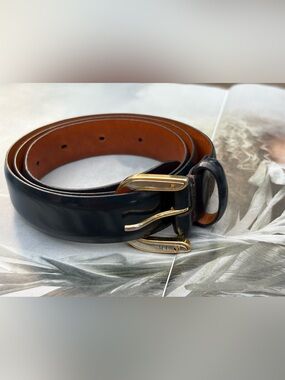 Ralph Lauren Genuine Leather Belt In Navy Blue Size M/35”